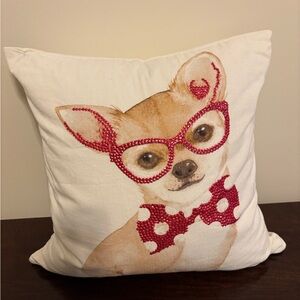 Chic Chihuahua Accent Pillow with Red Details